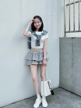 「アイテム（ジャケット/アウター、その他）」を使った、Yun Luさん（レディース・165cm）の春コーディネート
