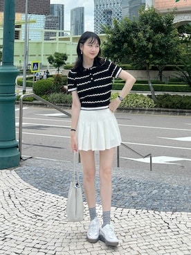 「PUMA（プーマ）のアイテム」を使った、Yun Luさん（レディース・165cm）の夏コーディネート