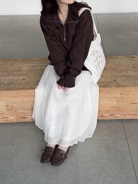 「アイテム（ローファー）」を使った、えだ( ¨̮ )さん（レディース・155cm）の秋コーディネート