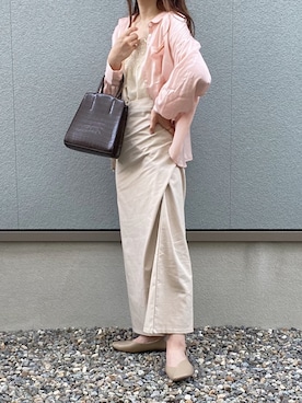 「ラップスカート」｜「アイテム（キャミソール）」を使った、えだ( ¨̮ )さん（レディース・155cm）の秋コーディネート