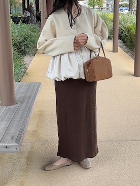 「アイテム（ボストンバッグ）」を使った、えだ( ¨̮ )さん（レディース・155cm）の秋コーディネート