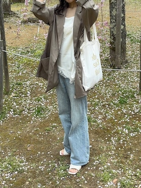 「アイテム（キャミソール）」を使った、えだ( ¨̮ )さん（レディース・155cm）の春コーディネート