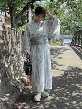 「アイテム（浴衣）」を使った、えだ( ¨̮ )さん（レディース・155cm）の夏コーディネート