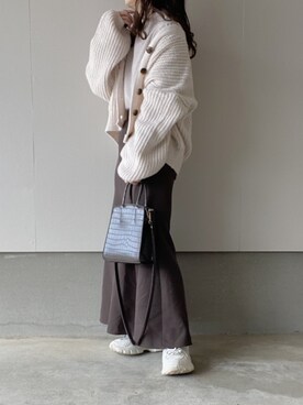 「厚底スニーカー」｜えだ( ¨̮ )さん（レディース・155cm）の冬コーディネート