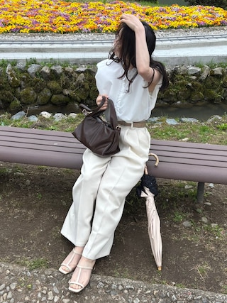 「LIAN(リアン)のバルーンショルダーブラウス(シャツ/ブラウス)」を使った、えだ( ¨̮ )さん(レディース・155cm)の夏コーディネート