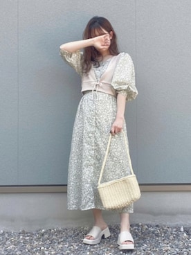 「Kastane」｜「アイテム（シャツワンピース）」を使った、えだ( ¨̮ )さん（レディース・155cm）の夏コーディネート