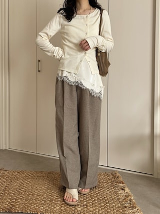 「titivate（ティティベイト）のリングドットロングスリーブトップス（Tシャツ/カットソー）」を使った、えだ( ¨̮ )さん（レディース・155cm）の春コーディネート