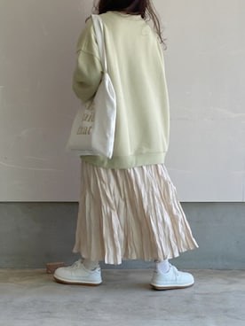 「GRL（グレイル）のアイテム（スウェット）」を使った、えだ( ¨̮ )さん（レディース・155cm）の春コーディネート