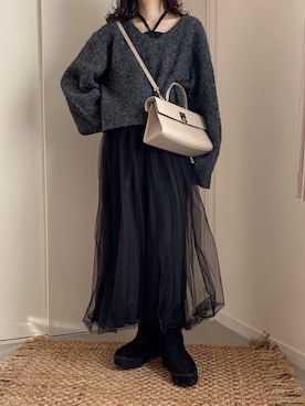 「アイテム（ワンピース/ドレス）」を使った、えだ( ¨̮ )さん（レディース・155cm）の冬コーディネート