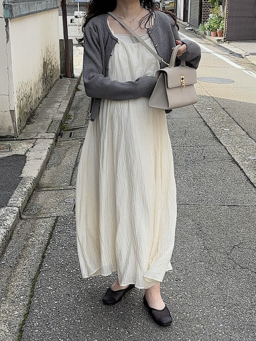 「LAUIR（ラウアー）のニットカーディガン＋ティアードスカートset[高身長サイズMT/低身長サイズS有り]（セットアップ）」を使った、えだ( ¨̮ )さん（レディース・155cm）の秋コーディネート