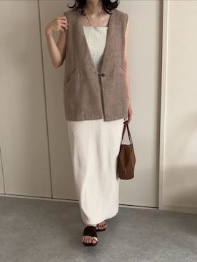 「アイテム（スカート）」を使った、えだ( ¨̮ )さん（レディース・155cm）の夏コーディネート