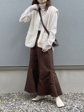 「anq. by nana（アンクバイナナ）のアイテム（アクセサリー）」を使った、えだ( ¨̮ )さん（レディース・155cm）の秋コーディネート