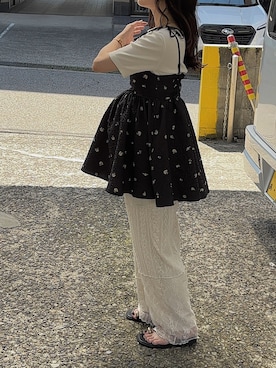 「アイテム（ホワイト系）」を使った、えだ( ¨̮ )さん（レディース・155cm）の秋コーディネート