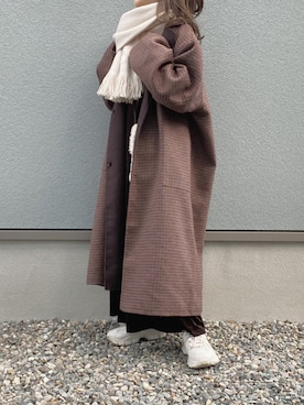 「キャミワンピ」｜「アイテム（チェスターコート）」を使った、えだ( ¨̮ )さん（レディース・155cm）の冬コーディネート