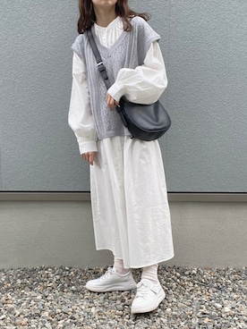 「アイテム（シャツワンピース）」を使った、えだ( ¨̮ )さん（レディース・155cm）の秋コーディネート