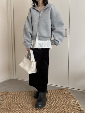 「アイテム（スカート）」を使った、えだ( ¨̮ )さん（レディース・155cm）の冬コーディネート