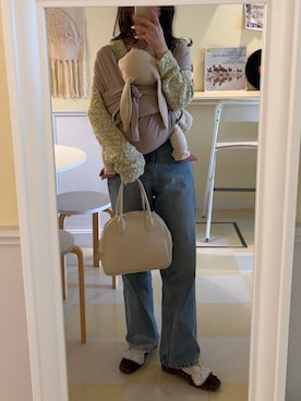 「hellam（へラム）のアイテム」を使った、えだ( ¨̮ )さん（レディース・155cm）の春コーディネート