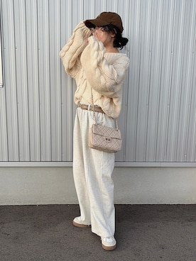 「アイテム（帽子）」を使った、えだ( ¨̮ )さん（レディース・155cm）の冬コーディネート