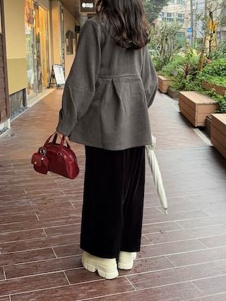 「jumelle（ジュメロ）のメルトンペプラムトップ（その他アウター）」を使った、えだ( ¨̮ )さん（レディース・155cm）の冬コーディネート