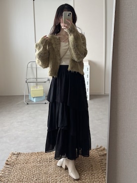 「アイテム（キャミソール）」を使った、えだ( ¨̮ )さん（レディース・155cm）の秋コーディネート