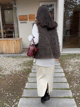 「アイテム（ボストンバッグ）」を使った、えだ( ¨̮ )さん（レディース・155cm）の秋コーディネート