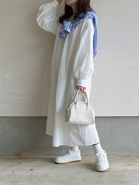 「はじめましてコーデ」｜「アイテム（シャツワンピース）」を使った、えだ( ¨̮ )さん（レディース・155cm）の春コーディネート