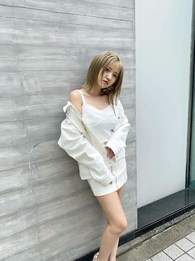 「envym_staff」｜「アイテム（デニムジャケット）」を使った、ENVYM_MADOKAさん（レディース・164cm）の夏コーディネート