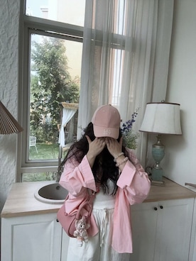 「M（エム）のアイテム（トップス、ホワイト系）」を使った、3點69さん（レディース・158cm）の春コーディネート