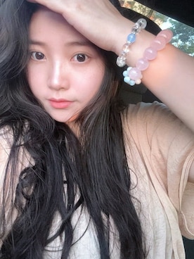 「M（エム）のアイテム（トップス、ホワイト系）」を使った、3點69さん（レディース・158cm）の春コーディネート