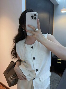 「M（エム）のアイテム（トップス）」を使った、3點69さん（レディース・158cm）の春コーディネート