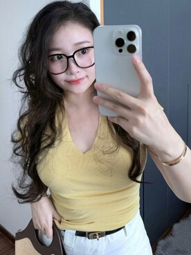 「M（エム）のアイテム（トップス）」を使った、3點69さん（レディース・158cm）の春コーディネート