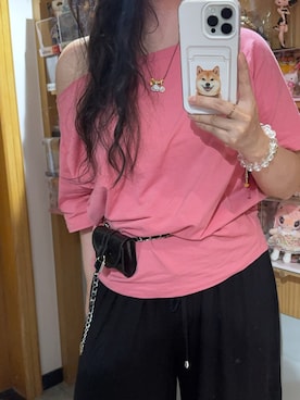 「M（エム）のアイテム（トップス、ピンク系）」を使った、3點69さん（レディース・158cm）の夏コーディネート