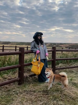 「M（エム）のアイテム（トップス、ホワイト系）」を使った、3點69さん（レディース・158cm）の春コーディネート