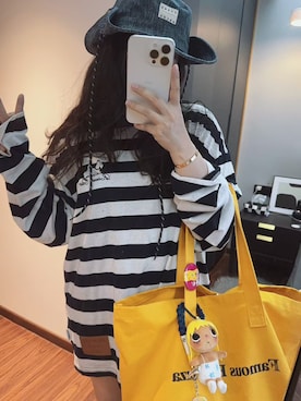 「M（エム）のアイテム（トップス、ホワイト系）」を使った、3點69さん（レディース・158cm）の春コーディネート