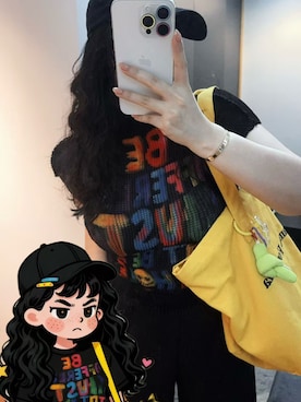 「M（エム）のアイテム（トップス、ホワイト系）」を使った、3點69さん（レディース・158cm）の春コーディネート