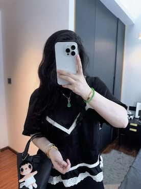 「M（エム）のアイテム（トップス、ホワイト系）」を使った、3點69さん（レディース・158cm）の春コーディネート