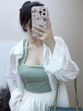 「M（エム）のアイテム（トップス）」を使った、3點69さん（レディース・158cm）の春コーディネート