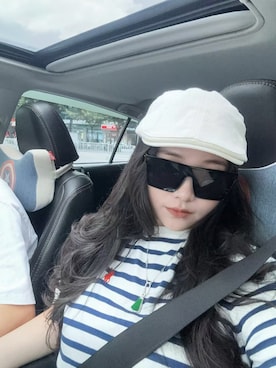 「M（エム）のアイテム（トップス、ホワイト系）」を使った、3點69さん（レディース・158cm）の春コーディネート