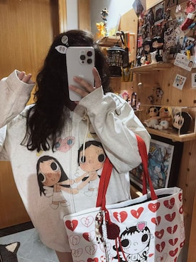 「M（エム）のアイテム（トップス、ホワイト系）」を使った、3點69さん（レディース・158cm）の春コーディネート