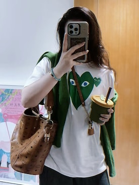 「M（エム）のアイテム（トップス、ホワイト系）」を使った、3點69さん（レディース・158cm）の春コーディネート