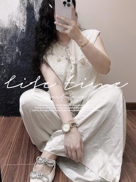 「M（エム）のアイテム（トップス）」を使った、3點69さん（レディース・158cm）の春コーディネート