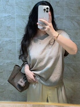 「M（エム）のアイテム（トップス）」を使った、3點69さん（レディース・158cm）の春コーディネート