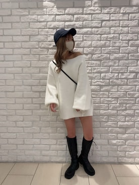 「one after another NICE CLAUP（ワンアフターアナザーナイスクラップ）のアイテム（キャップ）」を使った、ａｎｃｈａｎさん（レディース・158cm）の冬コーディネート