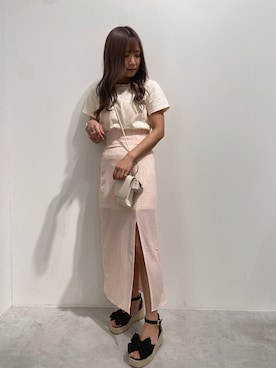 「ギンガムチェック」｜「アイテム（スカート、ピンク系）」を使った、ａｎｃｈａｎさん（レディース・158cm）の夏コーディネート