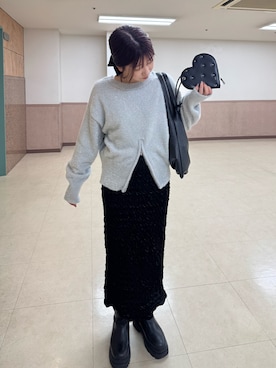 「ベロアスカート」｜「アイテム（ブーツ）」を使った、YUKAさん（レディース・155cm）の冬コーディネート
