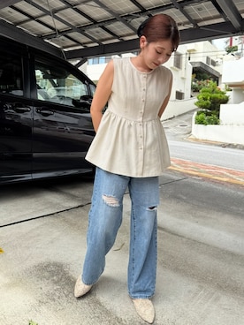 「アイテム（ベスト）」を使った、YUKAさん（レディース・155cm・20代）の夏コーディネート