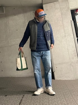 「patagonia」｜「アイテム（ダウンジャケット/コート）」を使った、yonemicci70さん（メンズ・173cm）の冬コーディネート