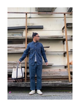 「orslow」｜「アイテム（デニムジャケット）」を使った、yonemicci70さん（メンズ・173cm）の春コーディネート