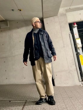 「LAVENHAM」｜「アイテム（ジャケット/アウター）」を使った、yonemicci70さん（メンズ・173cm）の冬コーディネート