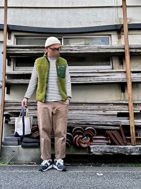 「patagonia」｜「アイテム（アナログ腕時計）」を使った、yonemicci70さん（メンズ・173cm）の春コーディネート